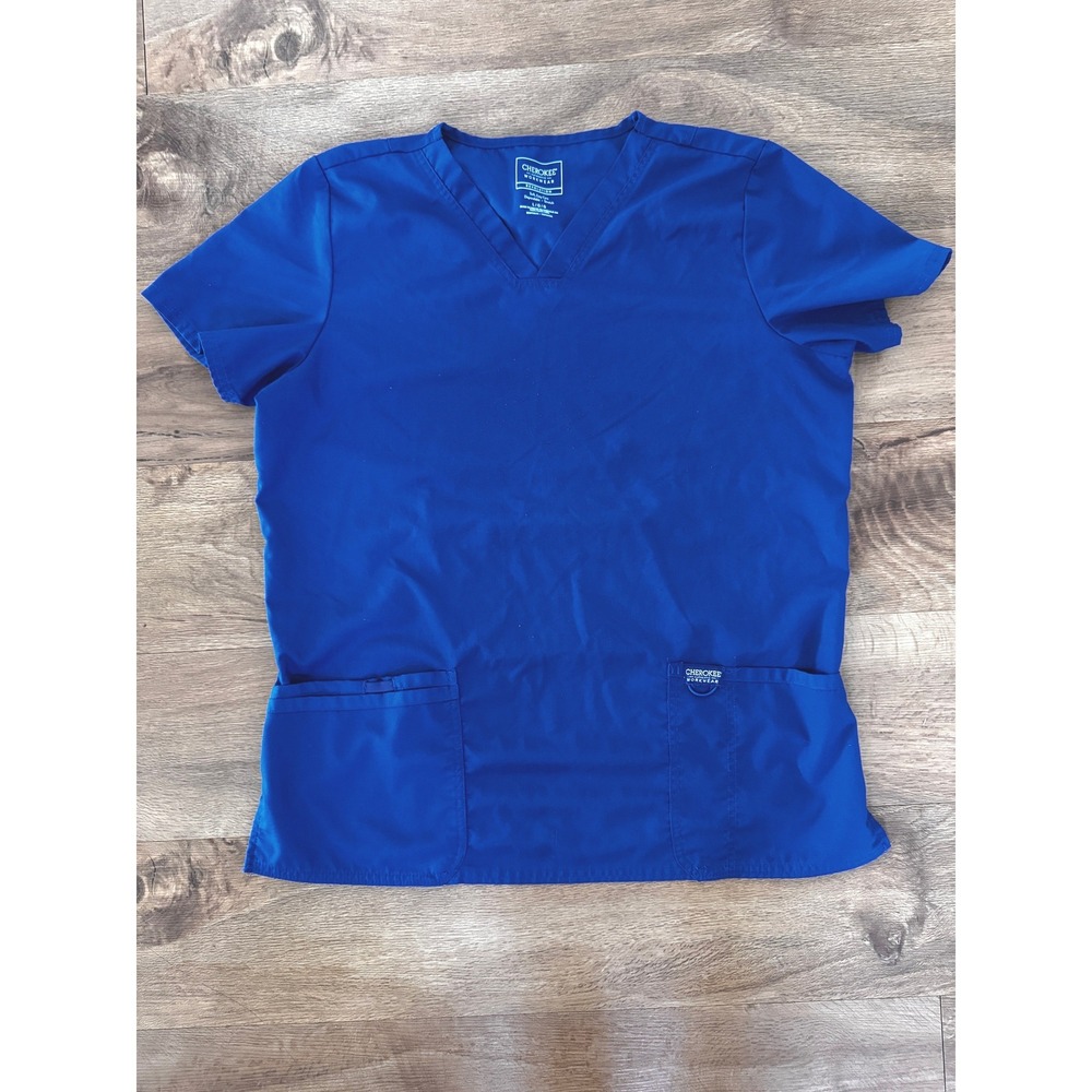 Cherokee Workwear Revolution‎ Royal Blue V-Neck Scrub Top Womens Large L WW620